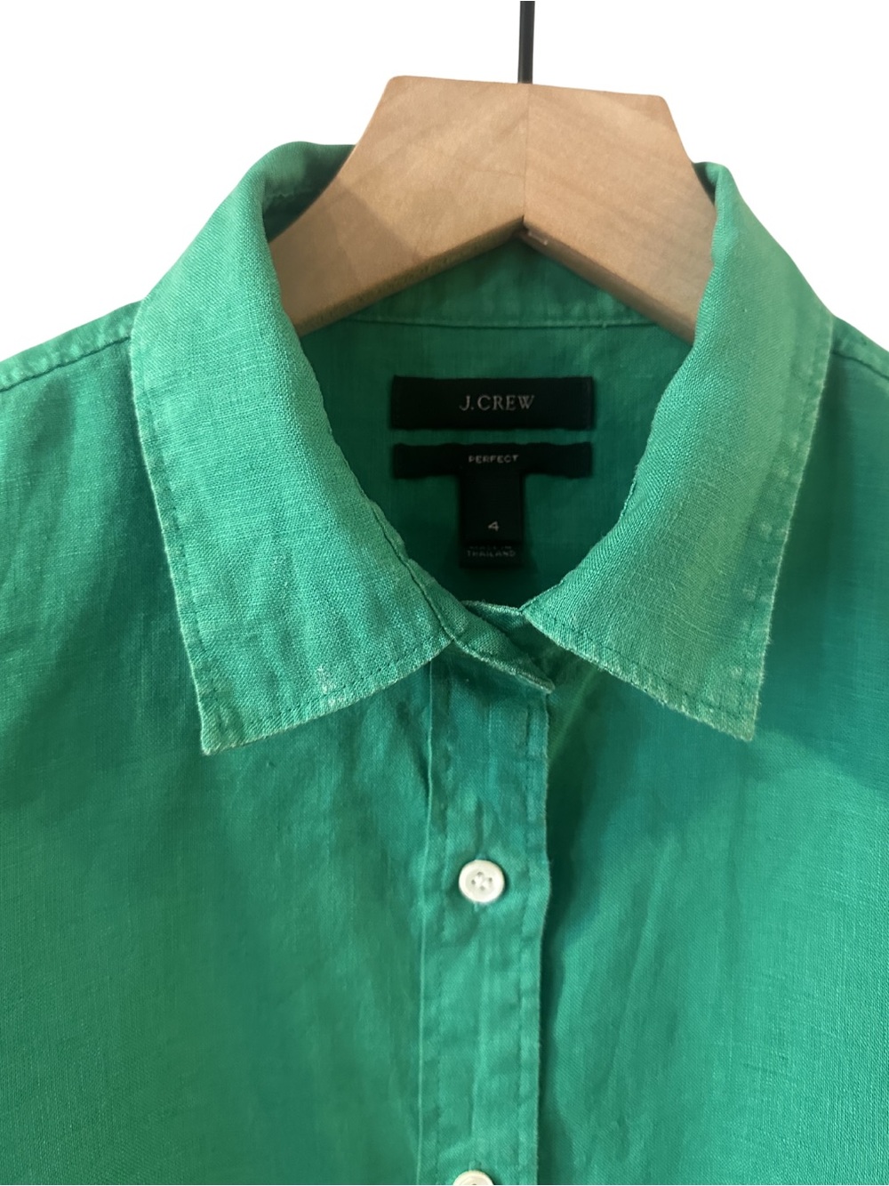 J. Crew 100% Linen Kelly Green Perfect Button Down Shirt - Picture 3 of 6